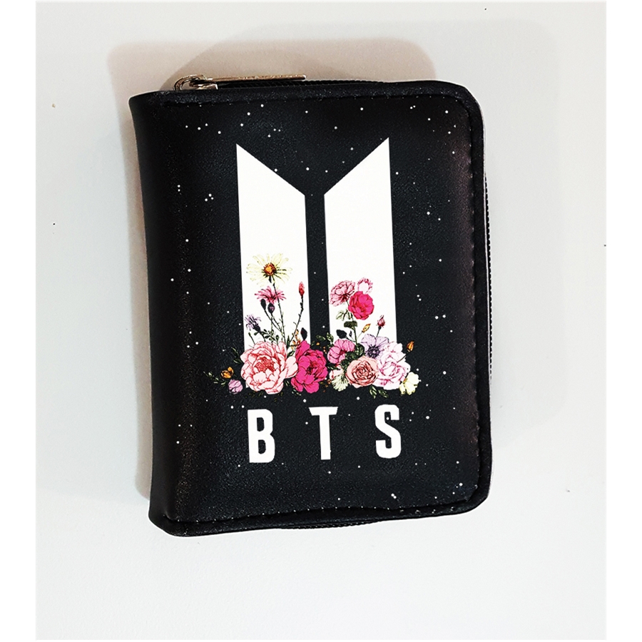 K-Pop Bts - New Logo Flowers Siyah Cüzdan