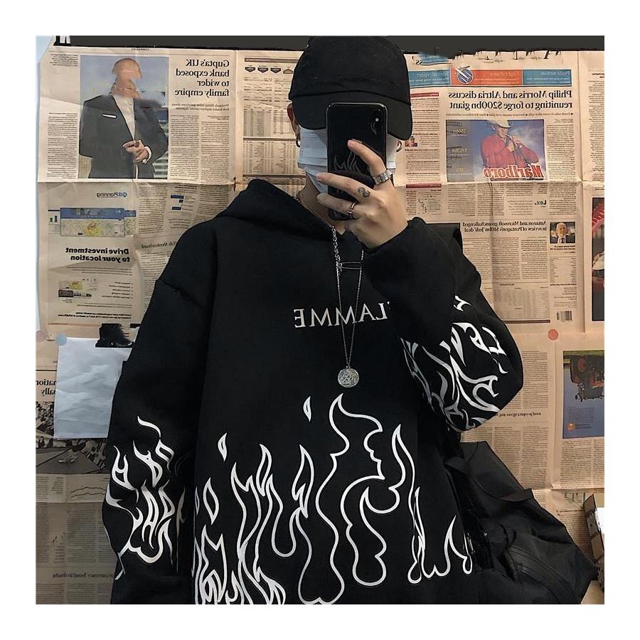 Siyah Flamme (Unisex) Kapüşonlu Sweatshirt
