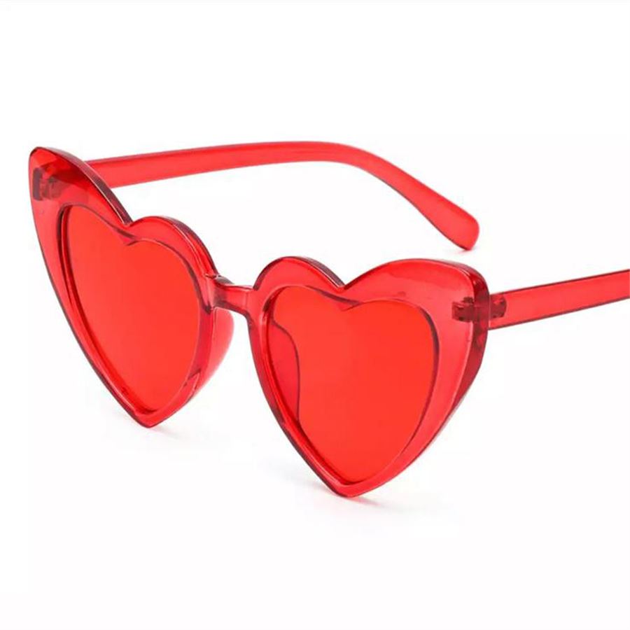 Kırmızı Cam Ve Kalp Çerçeveli Cat Eye Bayan Güneş Gözlüğü