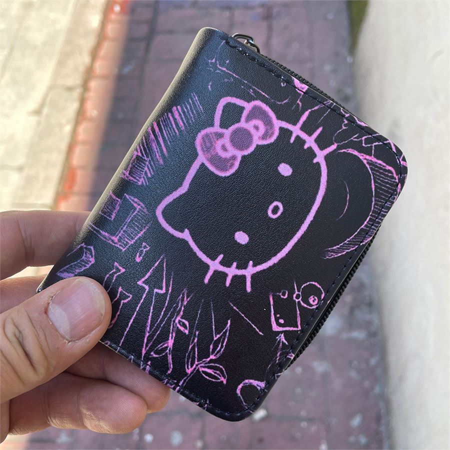 Siyah Hello Kitty Sketch Kısa Cüzdan