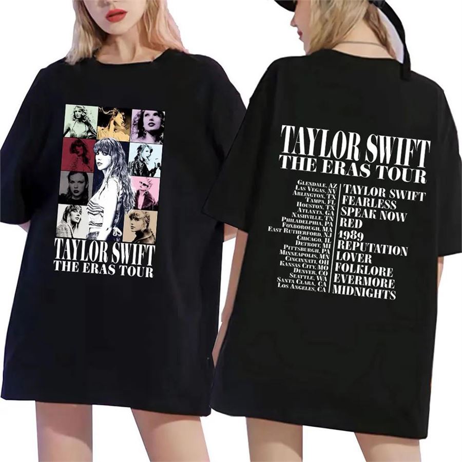 Siyah Taylor Swift - The Eras Tour (Unisex) T-Shirt