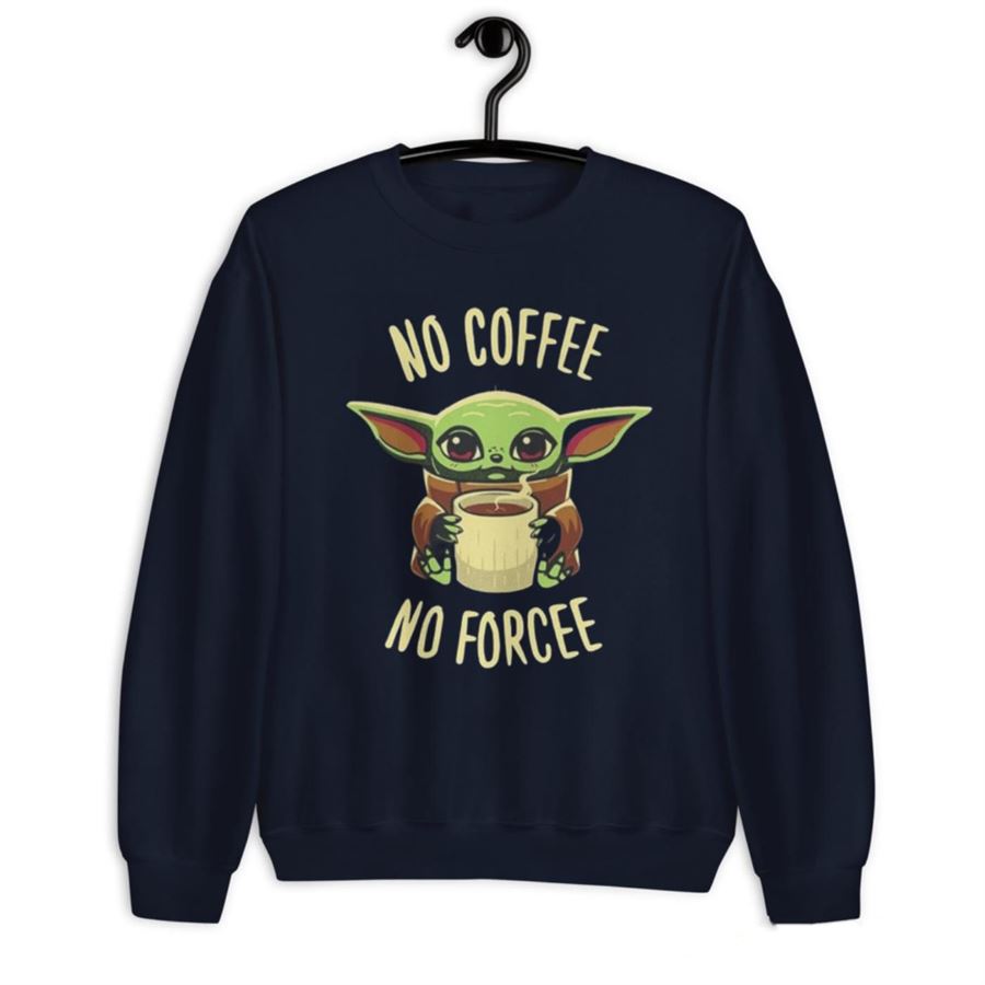 Lacivert No Coffee No Force Baby Yoda Uzun Kollu Sweatshirt