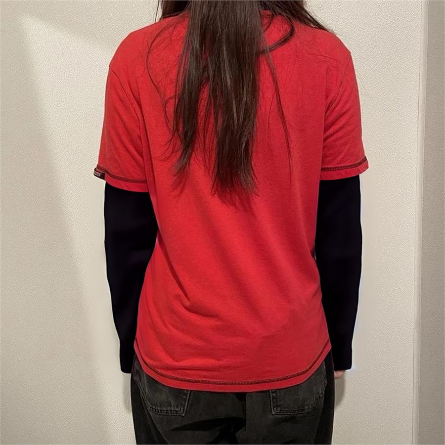 Kırmızı İnce Gothic Punk Siyah Uzun Kollu Sweatshirt