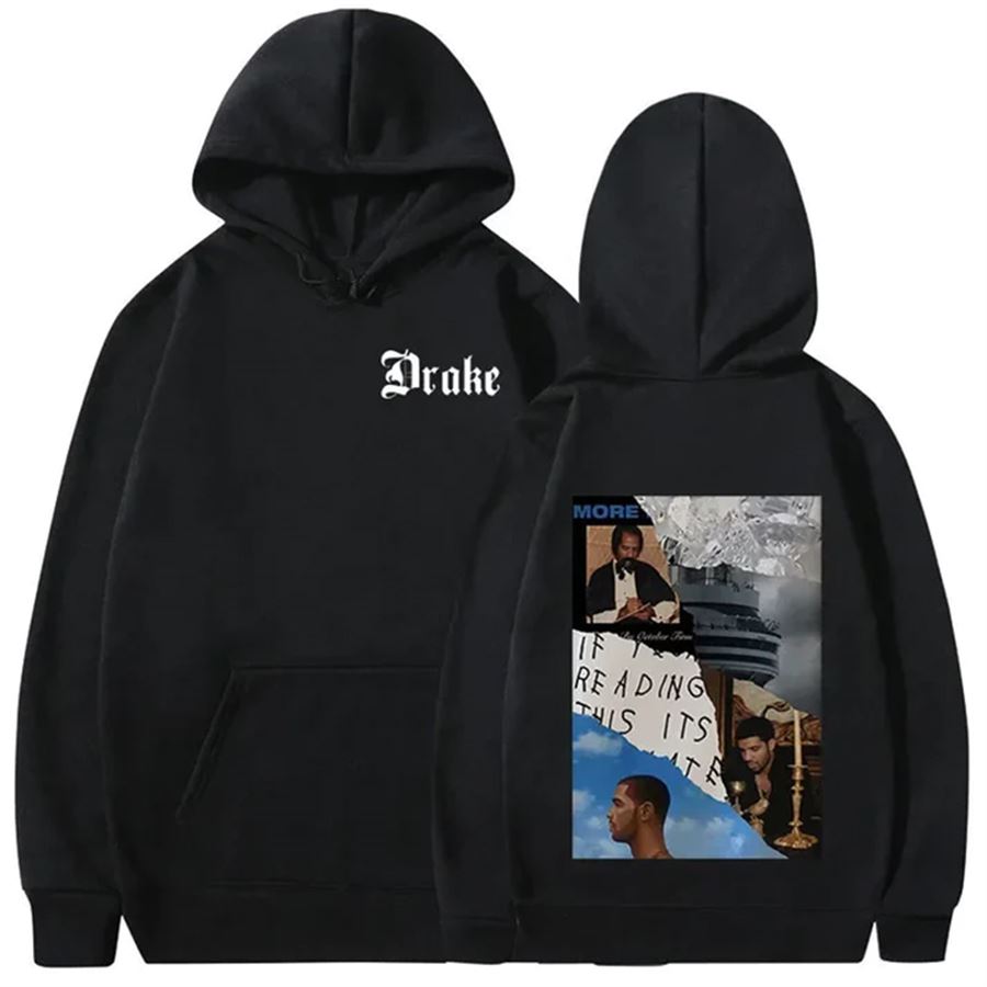 Siyah Hip Hop Drake Album Kapüşonlu Sweatshirt