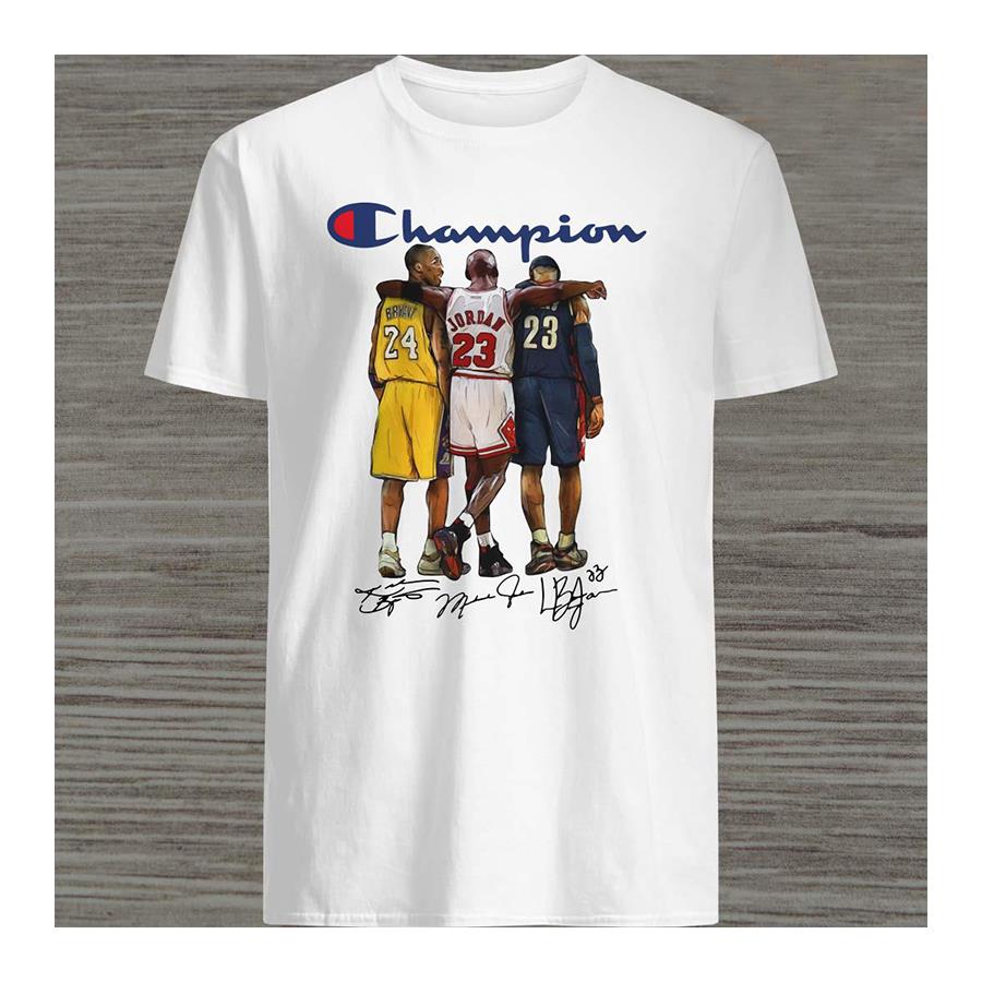 Nba Champions Kobe Bryant , Michael Jordan, Lebron James Signatures  Büyük Beden T-Shirt