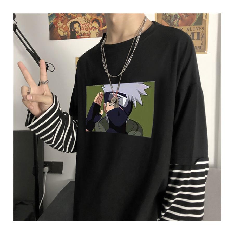 Anime Naruto Kakashi Hatake Çizgili Kollu Unisex T Shirt Et1448