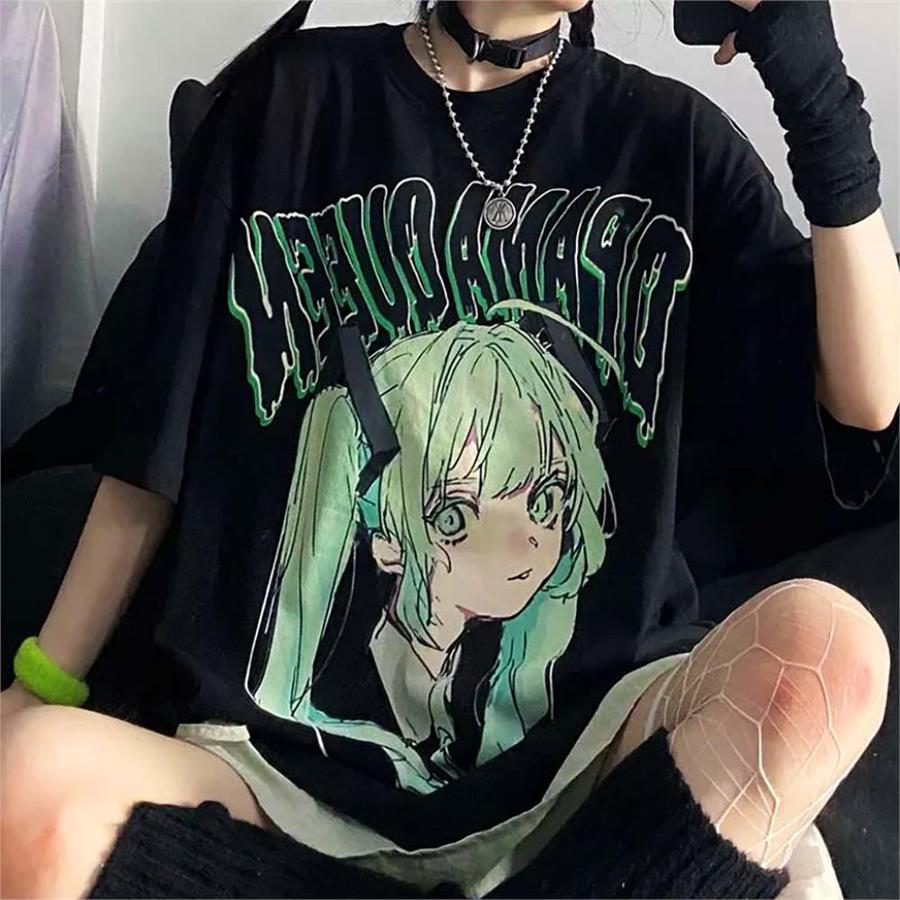 Kawaii Harajuku Fashion Pastel Goth Cute Aesthetic Soft Japanese Style Anime  Injured Girl T-Shirt (Black, M, m) at Amazon Women's Clothing store