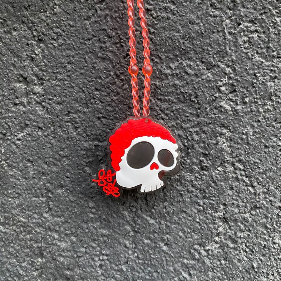 Işıklı Skull Emoji Yılbaşı - Hallowen Kolye