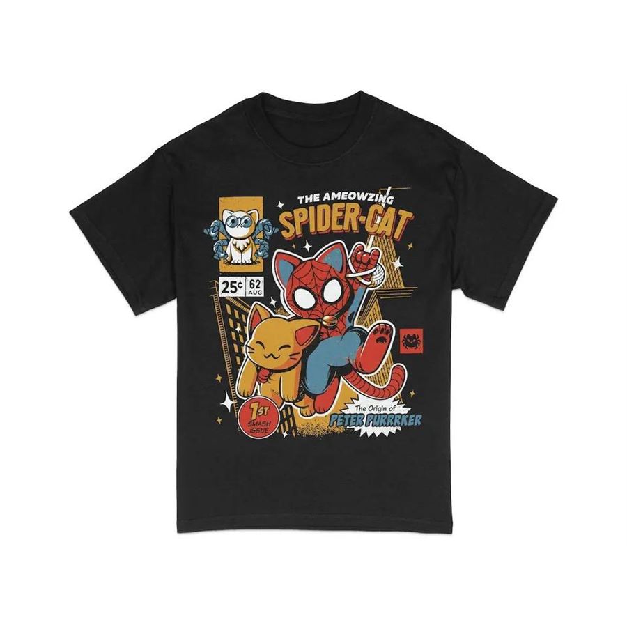Siyah The Ameowzing Spider-Cat Çocuk T-Shirt