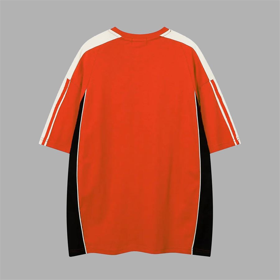 Kırmızı Aw Spiky Head Bej Parçalı Şerit Detay Unisex T-Shirt