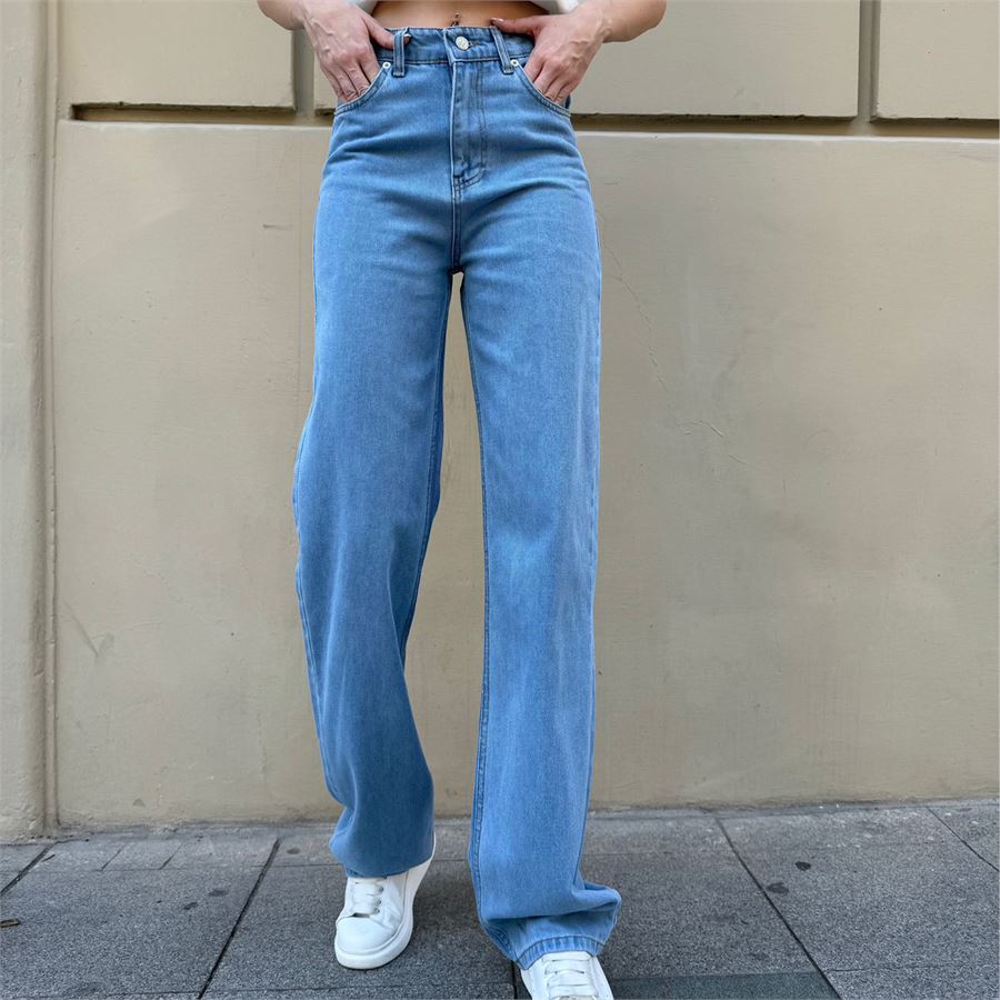 Mavi Jean Kurdele Nakışlı Baggy Kot Pantolon