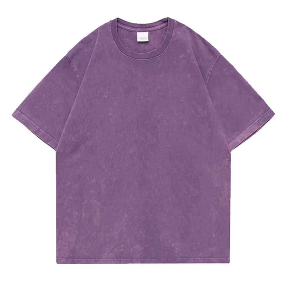 Mor Vintage Streetwear Unisex Yıkamalı Kumaş Unisex T-shirt