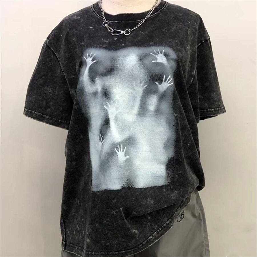 Antrasit Ghost Yıkamalı Kumaş Unisex T-Shirt