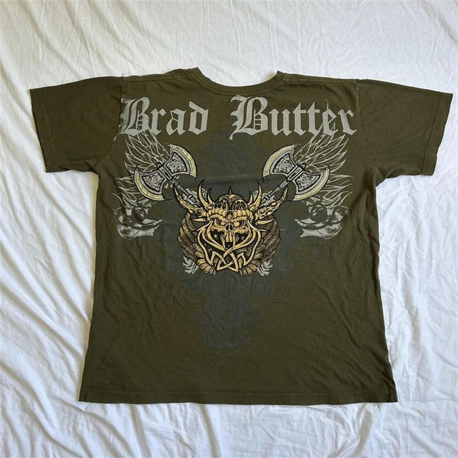 Haki Antique Viking Ax Brad Butter Cyber Grunge Unisex T-shirt