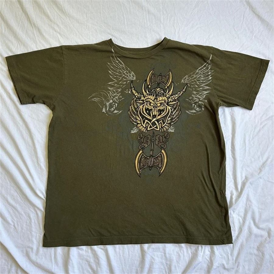 Haki Antique Viking Ax Brad Butter Cyber Grunge Unisex T-shirt