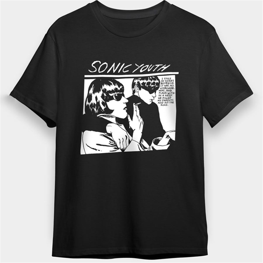 Siyah Vintage Sonic Youth Rock Grup Unisex T-Shirt
