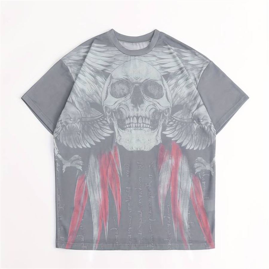 Gri Gothic Darkness Skull Cyber Grunge Unisex T-shirt