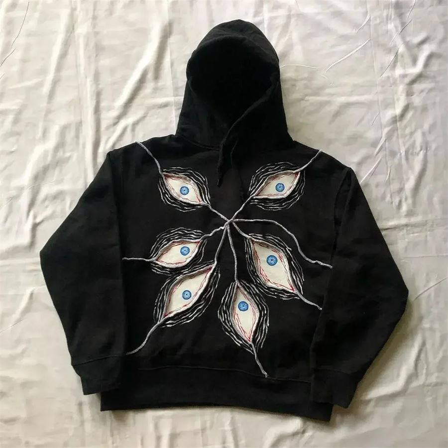 Siyah Six Eyes Kapüşonlu Sweatshirt