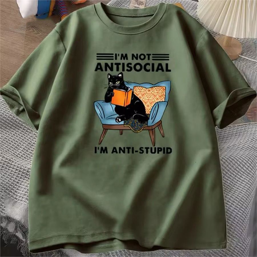 Haki I'm Not Antisocial Cat Unisex T-shirt