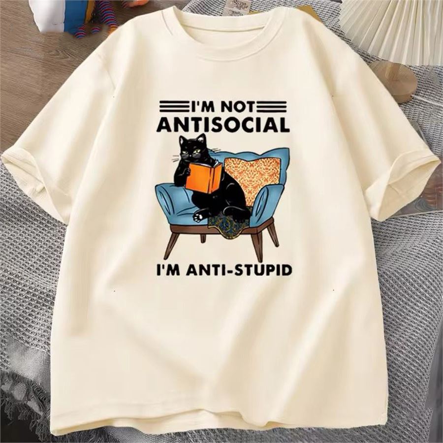 Krem I'm Not Antisocial Cat Unisex T-shirt