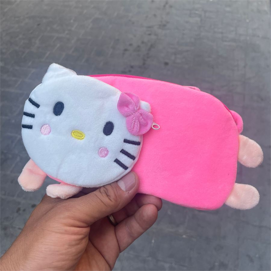 Pembe Hello Kitty Peluş Cüzdanlı Kalemlik