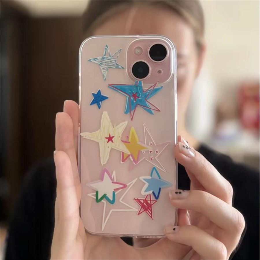 Colorful Star Collage Drawing Telefon Kılıfları