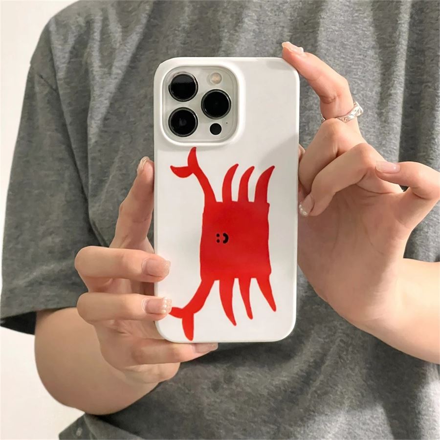 Beyaz Cute Crab Telefon Kılıfları