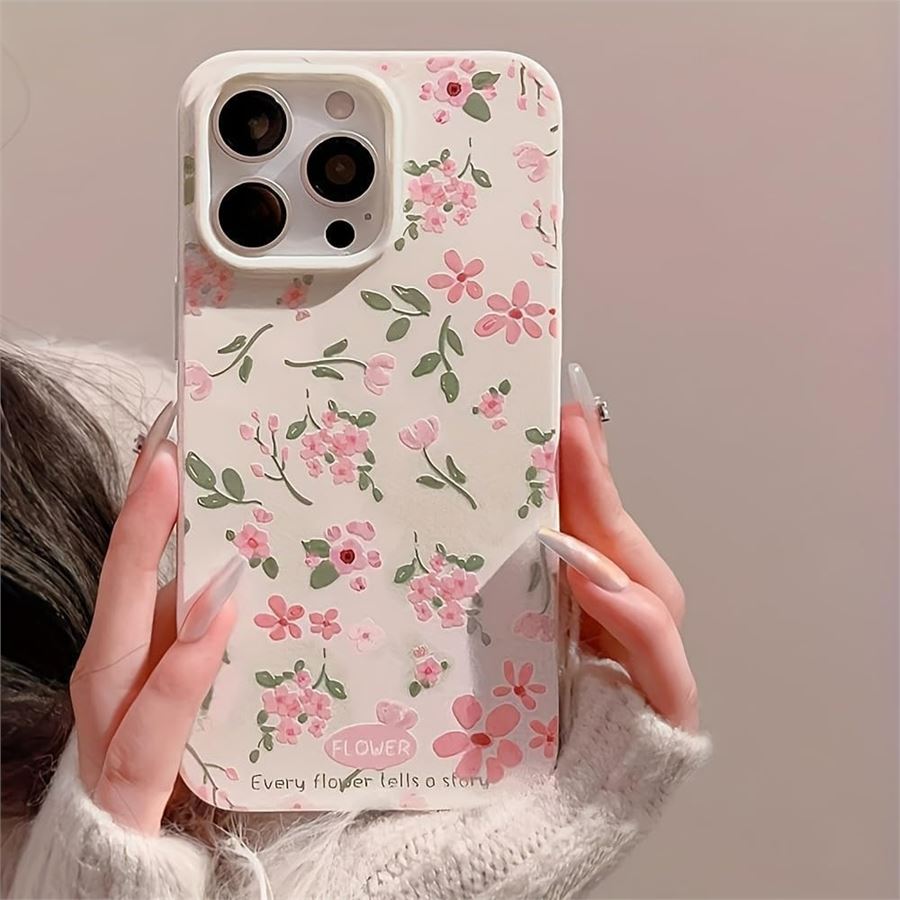 Krem Flowers Telefon Kılıfları